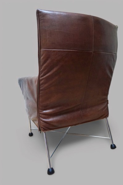 Montis-Charly-Flex-stoel-fauteuil-Gerard van den Berg-bruin-leder-rvs-vintage-geleefd-gebruikt-tweedehands-003
